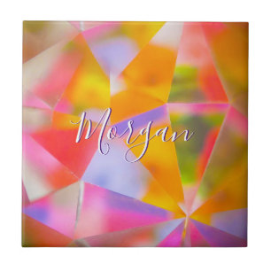 Farbige Kaleidoskop, DIY Name & Art Weiße Schrift Fliese