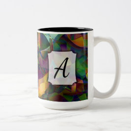Farbige, kaleidoskopische Abstrakte Kunst mit Mono Zweifarbige Tasse