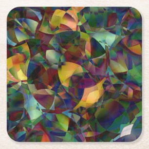 Farbige, kaleidoskopische abstrakte Kunst Rechteckiger Pappuntersetzer