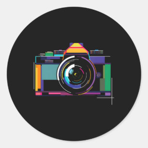 Farbige Kamera Fotograf Fotografie Runder Aufkleber
