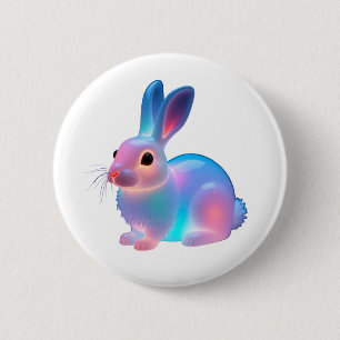 Farbige Kaninchenkunst Button