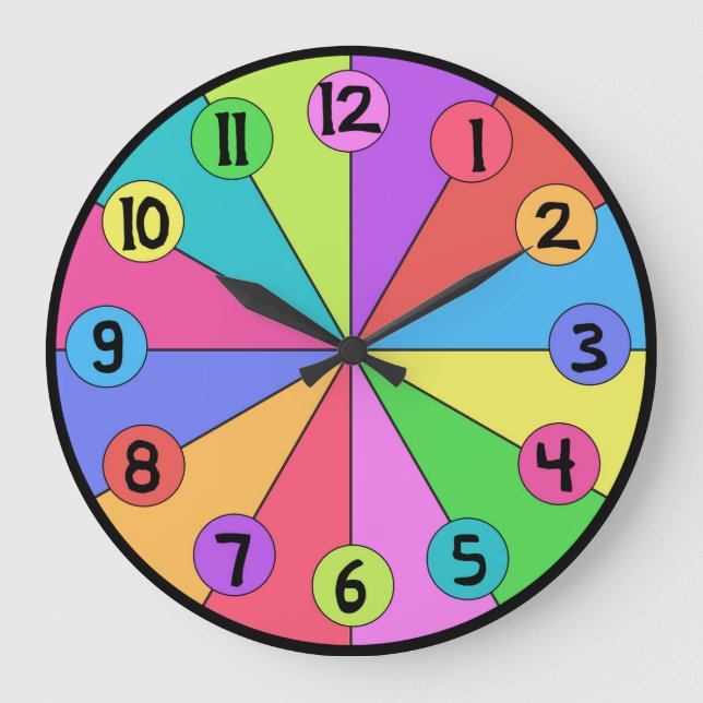 Farbige Kanten Kinderuhr Große Wanduhr (Vorderseite)