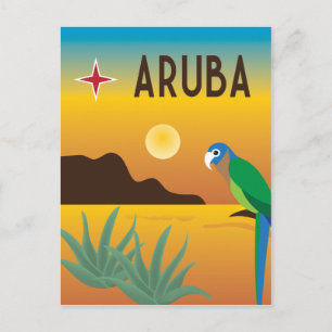 Farbige karibische Illustration von Aruba Postkarte