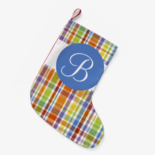 Farbige karierte Monogramm Weihnachts-Strumpf Kleiner Weihnachtsstrumpf