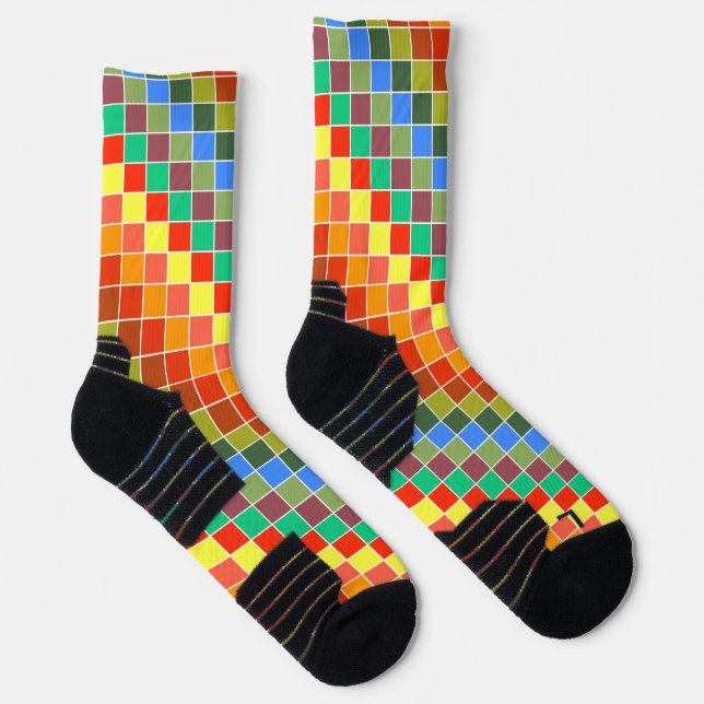Farbige Karos Orange Red Gepunktet Newt Inspo Socken (Rechts)