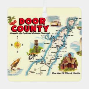 Farbige Karte von Door County Ornament Aus Metall