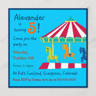 Farbige karusselle Kindergeburtstag-Party Einladun Einladung