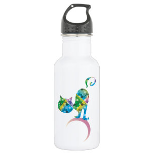 Farbige Katze auf dem Halbmond Trinkflasche