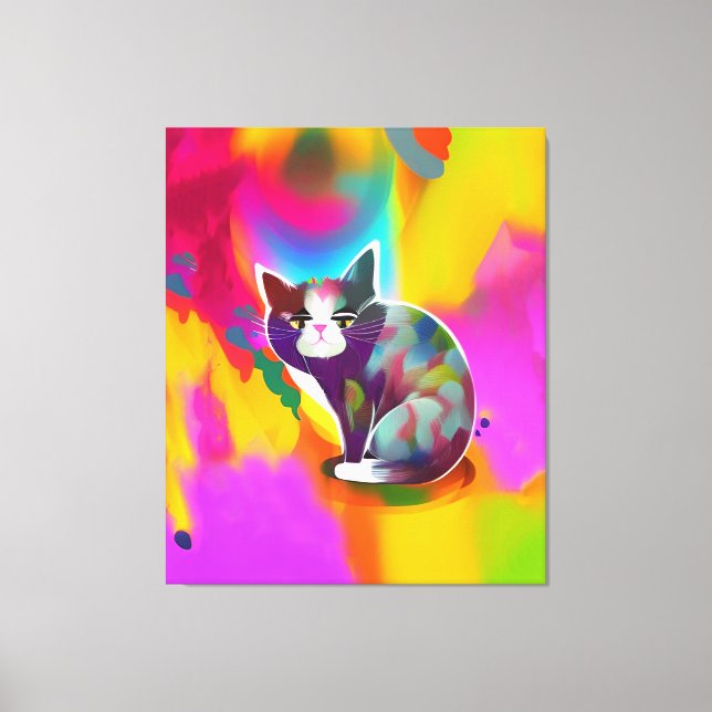 Farbige Katze Leinwanddruck (Vorderseite)