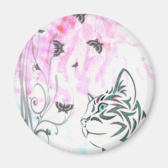 Farbige Katze Magnet (Vorne)