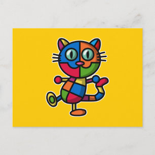 farbige Katze Postkarte