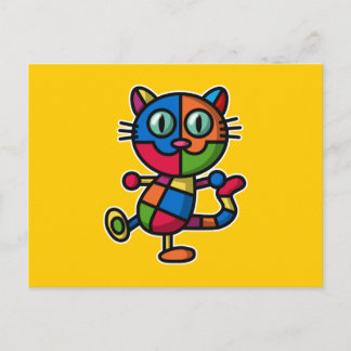 farbige Katze Postkarte