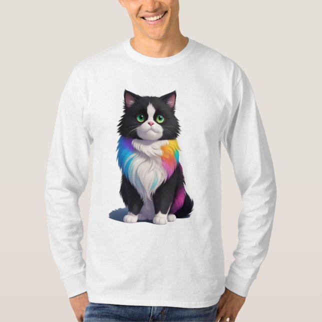 Farbige Katze T-Shirt (Vorderseite)