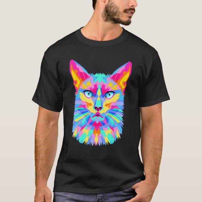 Farbige Katze T-Shirt (Vorderseite)