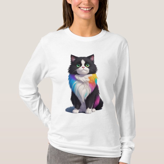 Farbige Katze T-Shirt (Vorderseite)