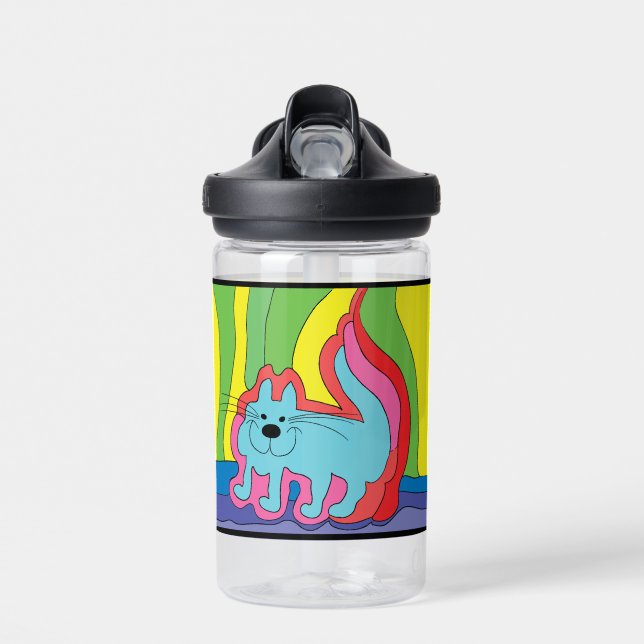 Farbige Katze Trinkflasche (Vorne)