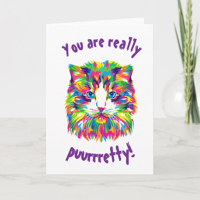 Farbige Katzen Kunstästhetische Katze Bilder Kunst Karte (Vorderseite)