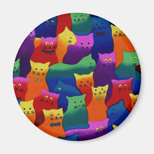 Farbige Katzen Magnet (Vorne)