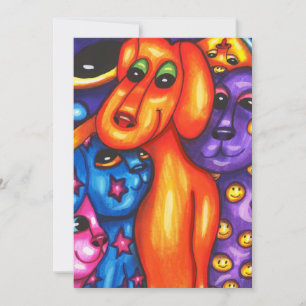 farbige Katzen und Hunde abstrakte Originalkunst Dankeskarte