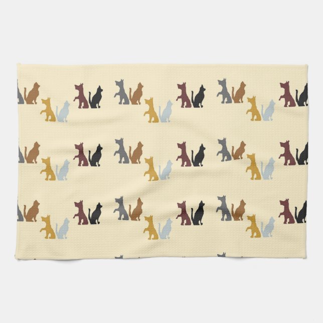 Farbige Katzen und Hunde Geschirrtuch (Horizontal)