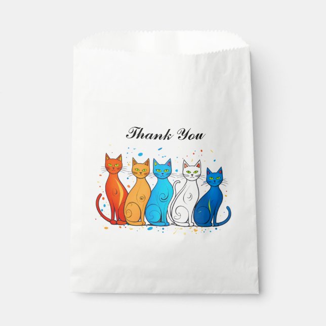 Farbige Katzen Vielen Dank, dass Sie die Flaggen b Geschenktütchen (Vorderseite)