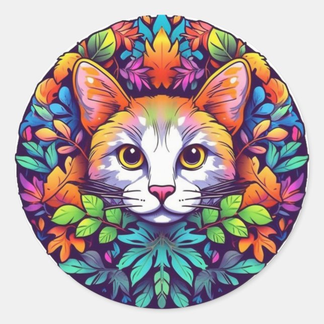 Farbige Katzenaufkleber Runder Aufkleber (Vorderseite)