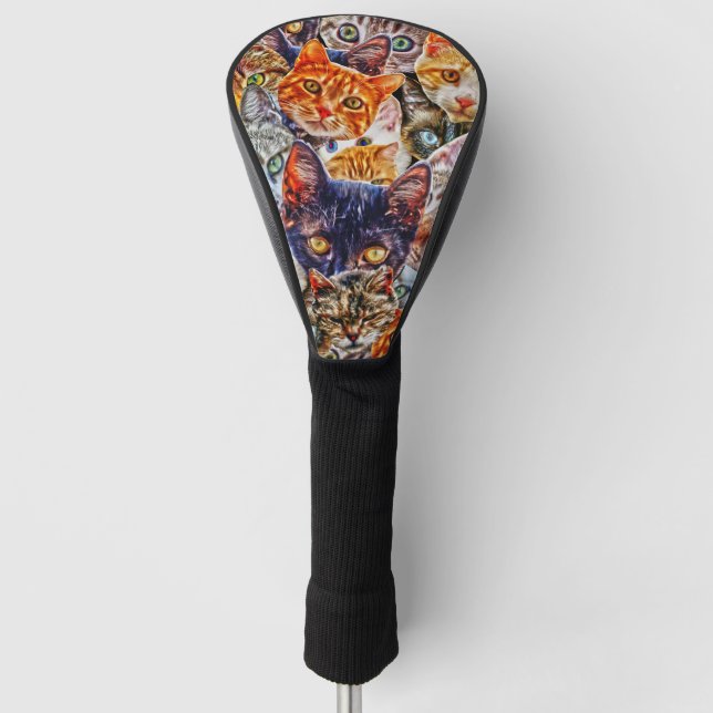 Farbige Katzenkollage Golf Headcover (Vorderseite)