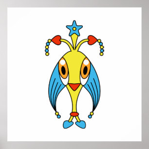 Farbige kawaii-niedliche Zeichentrickstatuen Poster