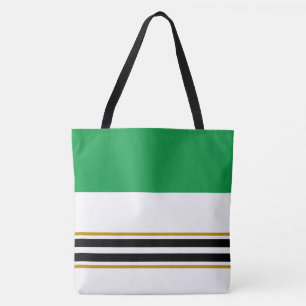 Farbige Kelly-Grün-Schwarze-Rennstreifen auf Weiß Tasche
