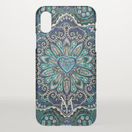 Farbige keltische Herzklopfe Mandala Monogramm iPhone X Hülle