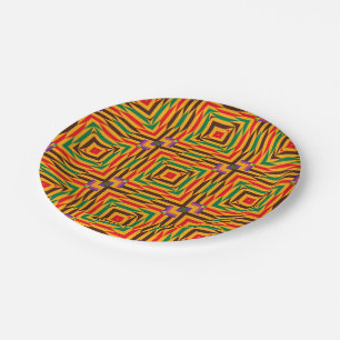 Farbige Kente Papierplatte Pappteller