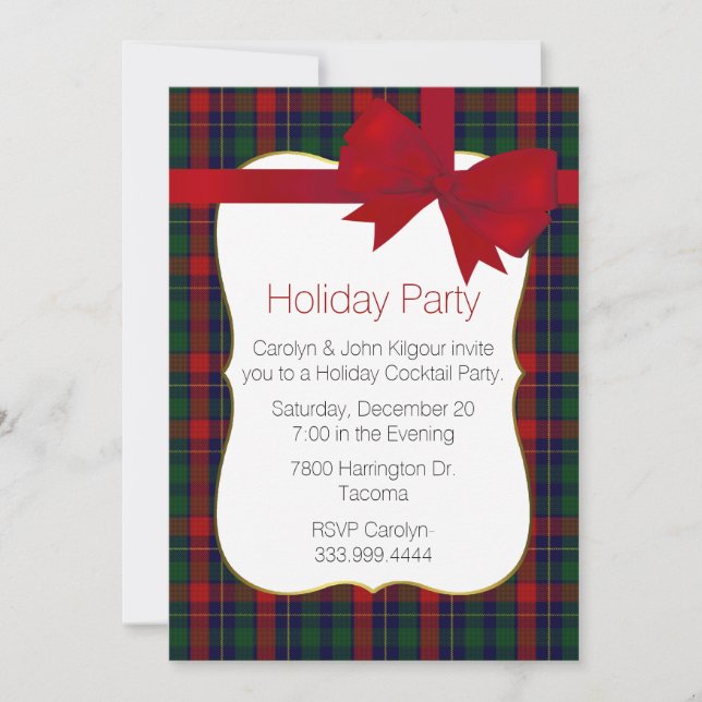 Farbige Kilgour Tartan Karierte Custom Holiday Par Einladung (Vorderseite)