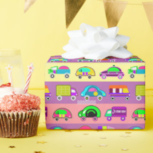 Farbige Kinderwagen für Jungen Geschenkpapier