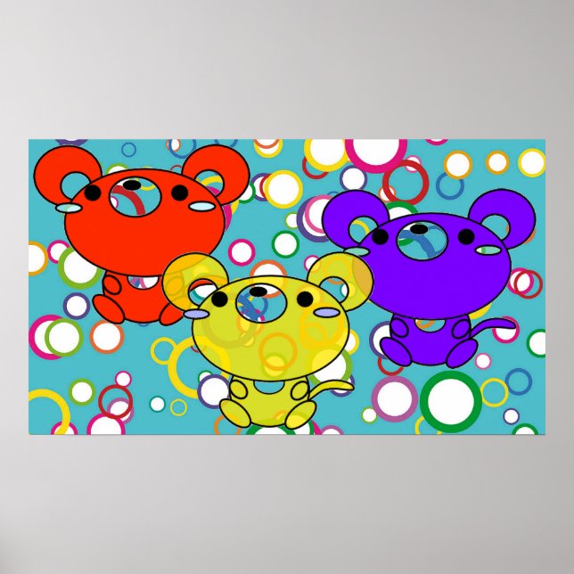 Farbige Kittys auf Circles Poster (Vorne)