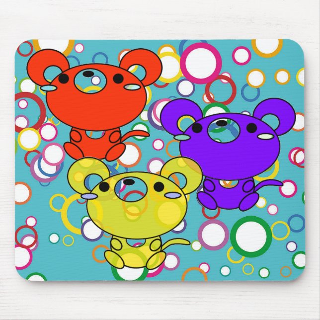 Farbige Kittys auf Kreisläufen Maus Pad Mousepad (Vorne)