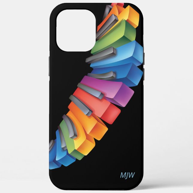 Farbige Klaviertastaturmusik mit dem Monogramm Case-Mate iPhone Hülle (Rückseite)