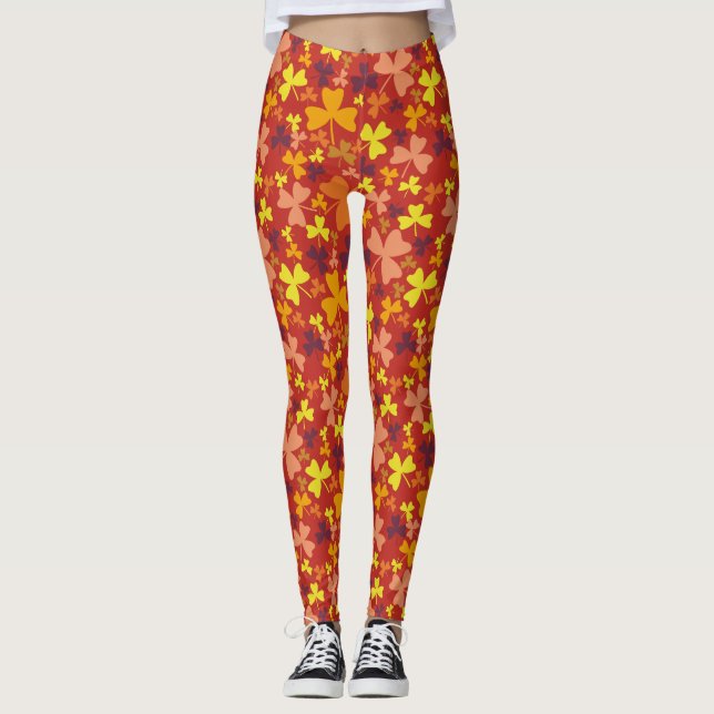 Farbige Kleeblätter Leggings (Vorderseite)