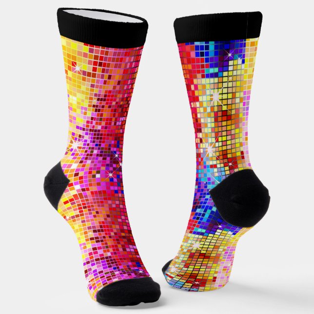 Farbige kleine Quadrate geometrisches Muster Socken (Gewinkelt)