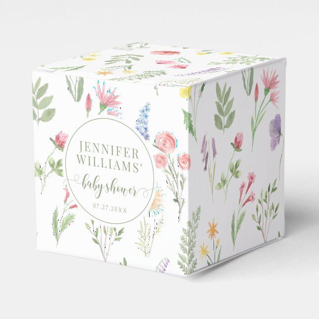Farbige kleine Wildblume Babydusche Geschenkschachtel (Vorderseite)