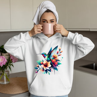 Farbige Kolibri-Blumen-Natur-Kunst-T-Shirt Hoodie