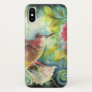 Farbige Kolibri-Seidenkunstmalerei Case-Mate iPhone Hülle