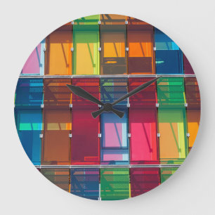 Farbige kommerzielle Gebäude Große Wanduhr
