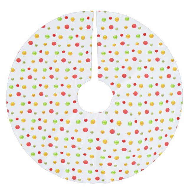 Farbige Konfetti auf Weiß Polyester Weihnachtsbaumdecke (Vorderseite)