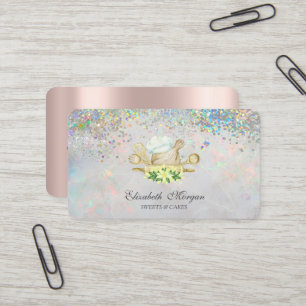 Farbige Konfetti-Holografie-Bäckereiwerkzeuge Visitenkarte
