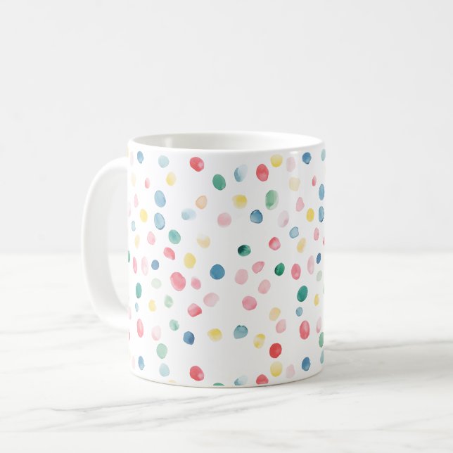 Farbige Konfetti-Punkte Kaffeetasse (Vorderseite Links)