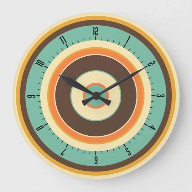 Farbige konzentrische Kreise 02 Große Wanduhr (Vorderseite)