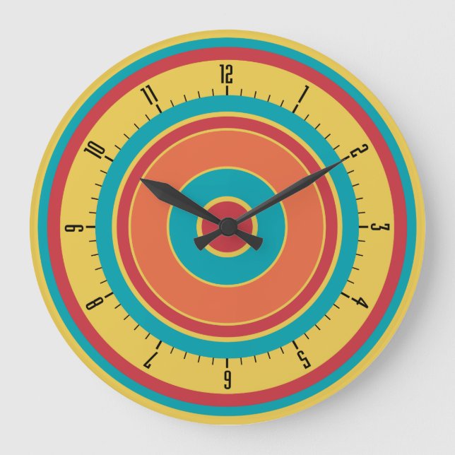 Farbige konzentrische Kreise 05 Große Wanduhr (Vorderseite)