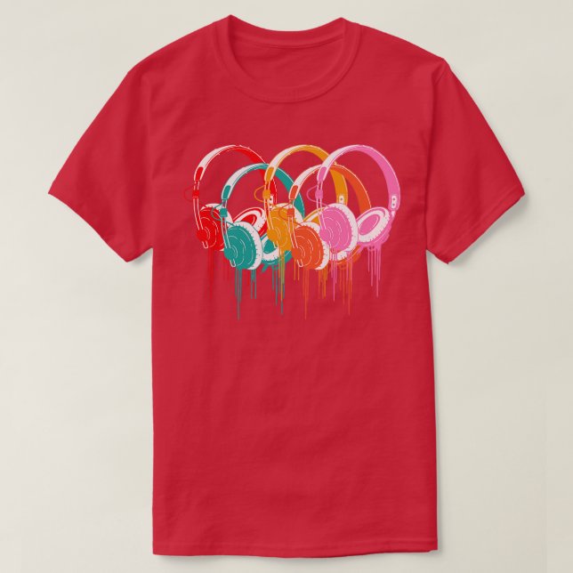 Farbige Kopfhörer T-Shirt (Design vorne)