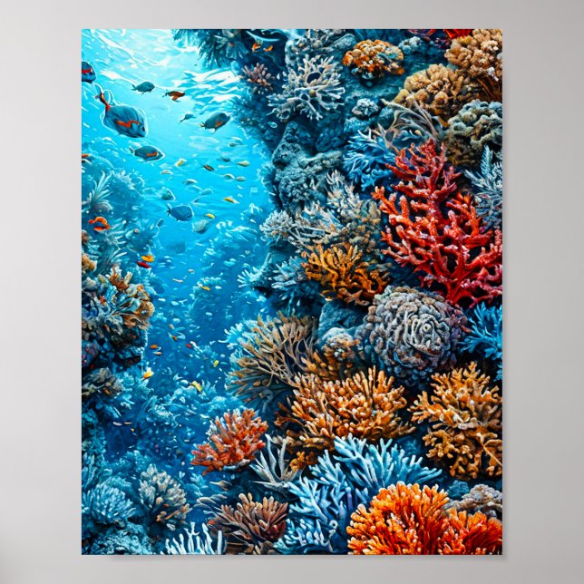 Farbige Korallen im Wasser Poster (Vorne)