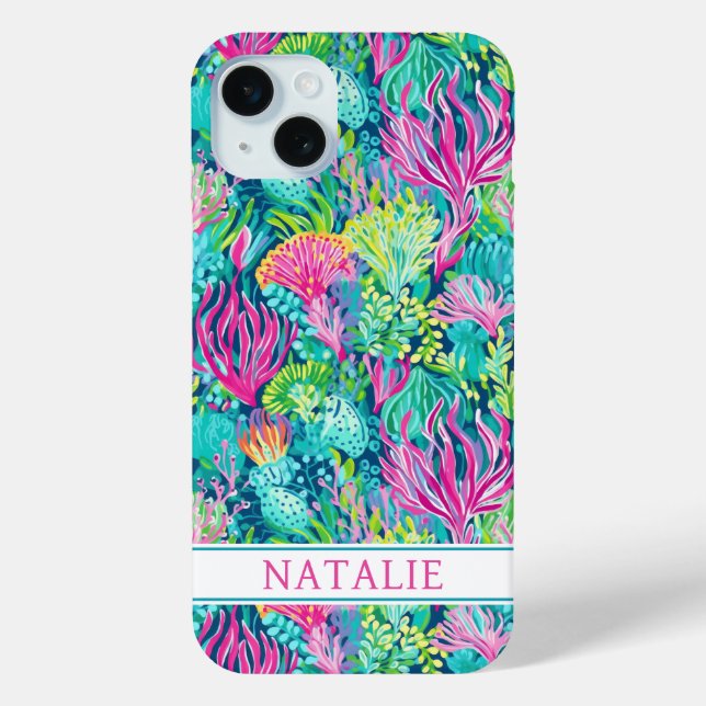 Farbige Korallenriff-Monogramm Case-Mate iPhone Hülle (Rückseite)